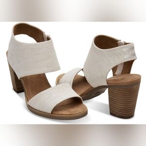 Toms Majorca Cutout Natural Heeled Sandal sz 12 cream SH66